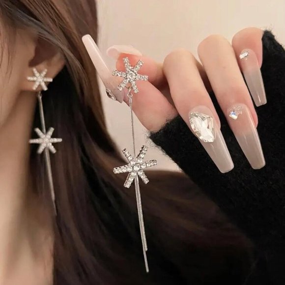Jewelry - Temperament  Rhinestone Geometric Long Earring